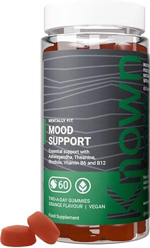 Known Stöd för Humöret Gummies – Apelsinsmak – Veganskt Gummy-kosttillskott med Ashwagandha, Rhodiola & B-Vitamin Komplex – Energi, Kognitiv Funktion & Välbefinnande – 1 Månads Förbrukning