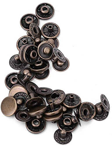 Tissting 50 Set Bottoni Automatici in Ottone Puro 10mm 12.5mm 15mm Bottoni Automatici in Metallo Kit Bottoni Automatici Rivetti in Pelle per Abbigliamento, Pelle, Jeans, Giacche(12.5mm-Bronzo)