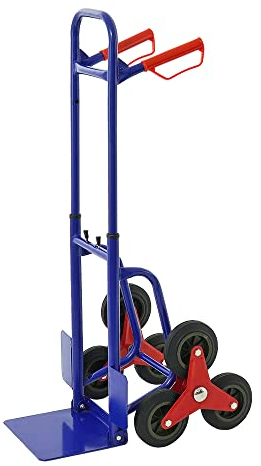 Ergonomiche Teleskop-Treppensackkarre mit Sicherheitsgriffen und Standardschaufel | HxBxT 114x48x62cm | Traglast 180kg | Blau