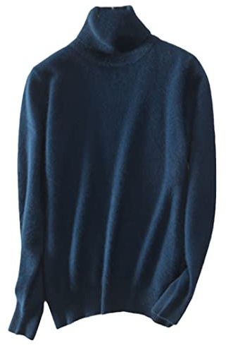 Disimlarl Pulls à col roulé en cachemire de vison pour femmes, doux et chauds pour l'automne, bleu marine, M