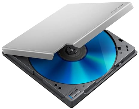 PIONEER External Blu-ray Drive BDR-XD08S USB 3.2 Gen1 (USB Type-C) / 2.0 Slim Portable BD/DVD/CD Writer Silver