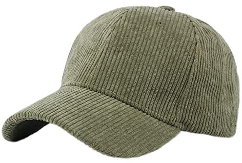 GIBZ Unisex Klassische Baseballkappe, Cord Mütze Verstellbar mit Gebogener Krempe, Baseballcap für Outdoor Sport, Grün