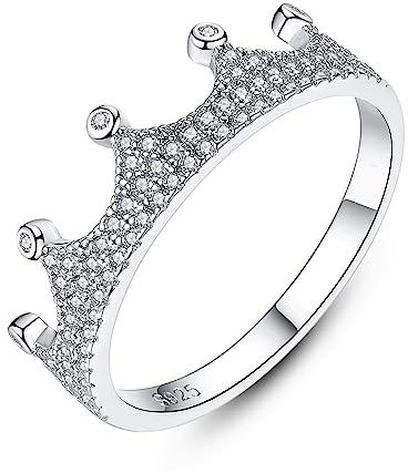 Bellitia Jewelry Anello da Donna Corona in Argento Sterling 925, Anello Matrimonio Principessa con Diamante Simulato Zirconi Cubici Regali di Gioielli di Fidanzamento di Compleanno per Donne Ragazze