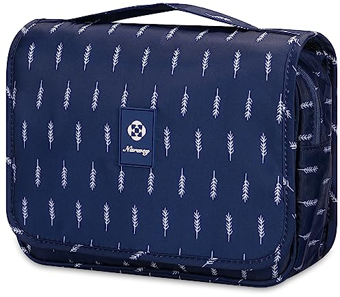 Kulturtasche Damen - Kulturtasche Zum Aufhängen Kulturbeutel für Damen & Herren Kosmetiktasche - Waschtasche (Blaue Feder)