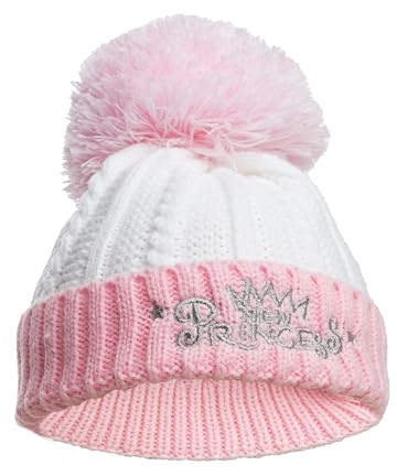 Royal Icon Baby Knitted Hat With Pom Pom - Winter Hat for Boys & Girls, 0-12 Months, Acrylic, Pink Princess - Ri684