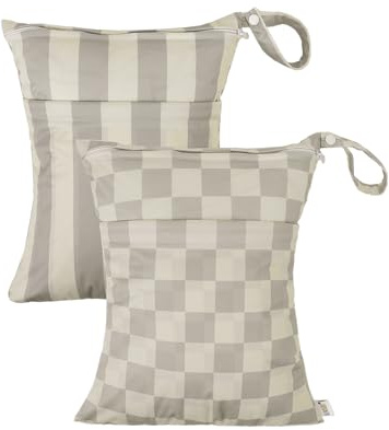 ALVA 2pcs Wet Dry Bags for Diaper Bag Waterproof Reusable with Two Pockets