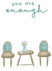 You Are Enough Notebook | EncouragementMotivational | Teal blue | Flowers, bench