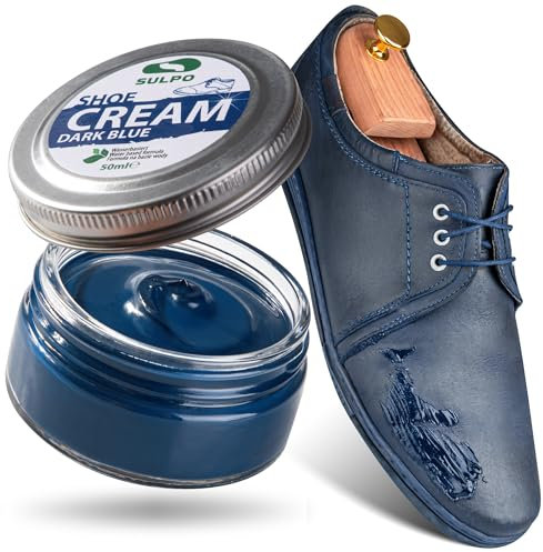SULPO Schuhcreme Dunkelblau, Marineblau - Shoe Cream - Schuhputzcreme - Ledercreme Lederbalsam Glattleder - Wasserbassiert - Farbe auffrischen - Lederpflege - Echt und Kunstleder - 50ml