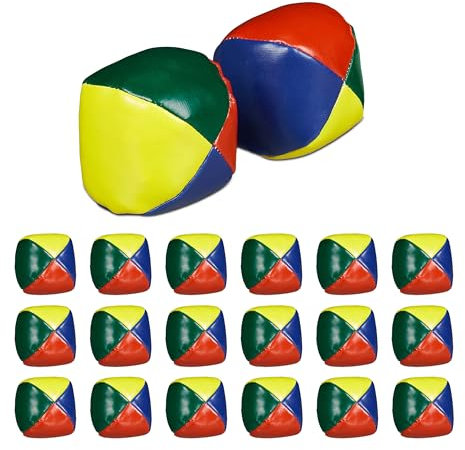 Relaxdays Jonglierbälle, 20er Set, Ø 65 mm, Anfänger & Profis, PVC, Sandfüllung, Jongliersäcke Kinder & Erwachsene, bunt