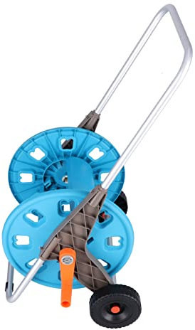 Avvolgitubo da Giardino da 80 M, Carrello con Bobina a Spinta Manuale in ABS+PP+Tubo in Alluminio, Stabile e Durevole Organizzatore di Stoccaggio per Tubi 'Acqua da Giardino,