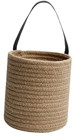 Cabilock Aufbewahrungskorb aus Baumwollseil Weidenkorb Kleinigkeiten-Organizer kitchen storage basket Küchenaufbewahrungskorb Blumen-Hängekorb Wandkorb aus Baumwolle Leder
