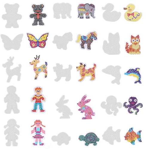 15 Muster Bügelperlen Platten Bügelperlen Vorlagen, 5mm Silikonperlen Perlenbrett Steckperlen Platten DIY Basteln Handwerk Kunststoff Bügelplatte Menschen Tiere