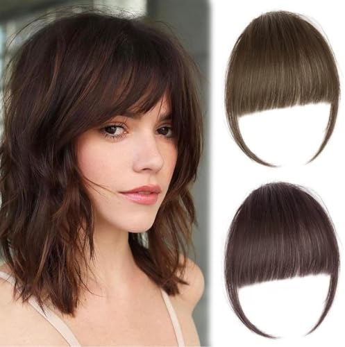 JYNXOR 2 Flequillos Postizos Pelo Natural Ondulado con Clip y Patillas, para Uso Diario de Mujeres