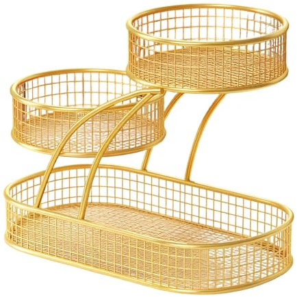 YUGSHNKFC Estante para fruteros de metal de múltiples niveles que ahorra espacio, exhibición decorativa de frutas para de comedor y organización de despensas, accesorio de cocina moderno de granja