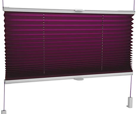 Tropik Home Pleated Blinds 18 Width Sizes, 6 Colours Easy Fit Install Plisse Conservatory Blinds, Dark Violet, 65cm Wide by 100cm Drop