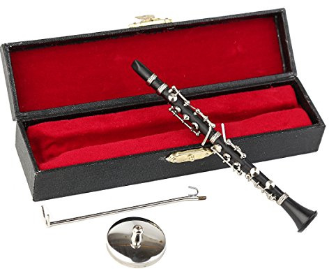 Dselvgvu Miniature Clarinet with Stand and Case Mini Musical Instrument Clarinet Replica Collectible Figurines Dollhouse Accessories Model Home Decoration Display Ornament (5.24)
