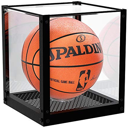 J JACKCUBE DESIGN MK633A Basketball-Vitrine aus Acryl, transparent, mit Metallgitter-Basis, für Autogramme, Fußball, Volleyball, Sammlerstücke