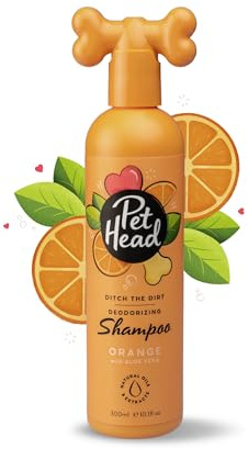 Pet Head Ditch the Dirt Dog Shampoo | Orange Scent | Deodorising Shampoo for Smelly Dogs | Deep Cleans and Removes Odours | Professional Grooming | Vegan | Gentle Formula for Puppies | 300ml