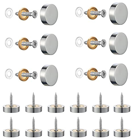 Knpwer 20 Sätze Spiegelschrauben, 18mm Zierschrauben Edelstahl Polierte Spiegelnägel mit Kappen Zierschrauben Silber Spiegelschrauben Chrom für Spiegel Holz Dekoration