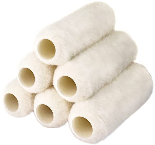 6pcs Paint Roller Covers 9 Inch x 3/4 Nap, High Capacity Lambswool Roller Covers for Paint Rollers, Naps for Paint Roller Brush, House Painting Supplies for Textured Rough Surfaces