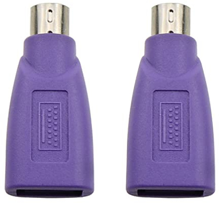 ZZHXSM USB to PS2 Adapter 2PCS Purple USB Female to PS/2 Male Converter Ch adapter for Mouse Keyboard and Bar Code Scanner