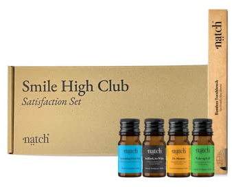 „Smile High Set“ von Natch für Reisen oder als Geschenk inkl. 4er Mini-Set je 6 Zahnpasta-Tabletten, inkl. nachhaltiger Bambus Zahnbürste, tolles Schäumen, vegan, plastikfrei und ohne Fluorid