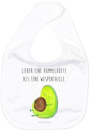 Mr. & Mrs. Panda Organic Babylätzchen Avocado Pfeifen - Geschenk, Babyausstattung, Gesund, rund, Diät, Veggie, schwanger, Abnehmen, Klettlätzchen,