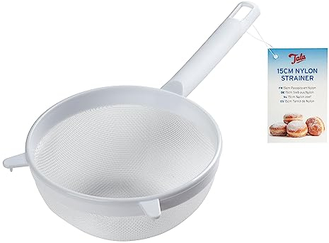 Tala 15cm White Nylon Sieve, Perfect for Straining, rinsing and Washing a Wide Selection of Foods Including Rice, Pulse Beans, Salad, Fruit and Vegetables, Dishwasher Safe