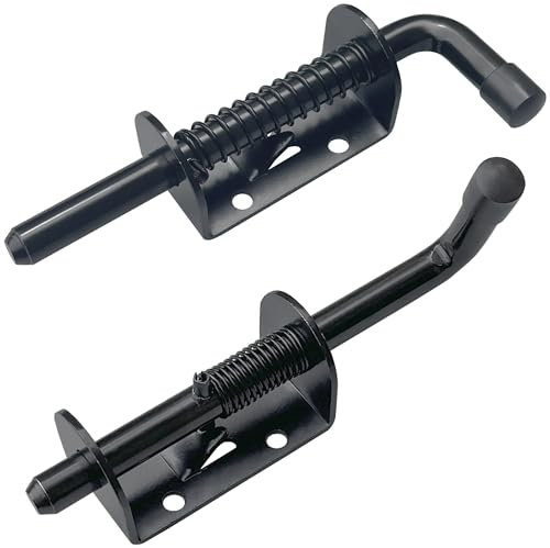 2 PCS Heavy Duty Spring Bolt Latches Black Gate Latch, Loaded Door Latch