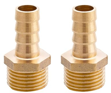 SEIWEI Conector de tubo de manguera con púas de 12 mm y rosca macho G de 1/2 pulgada, adaptador de acoplamiento de cola de manguera con púas de latón, accesorios de conexión de manguera de jardín (2