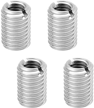 SMLOPLOM 4 casquillos roscados, inserto de rosca de acero inoxidable, tuerca atornillable universal para uniones de madera y montaje de muebles, resistente a la corrosión, color plateado