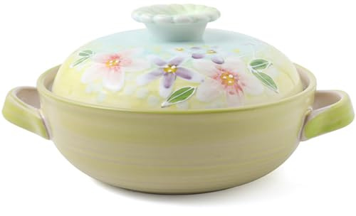 FENNVV Ceramic Casserole Large Ceramic Bowl with Lid Clay Pot for Cooking Heat Resistant Earthenware Pot Non Stick Stewpot Ceramics Claypot Stockpot for Stew Soup Steam,1.3L/1.2Quarts