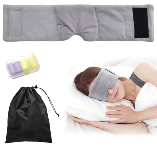Máscara de ojos pesada, antifaz para dormir pesada para hombres y mujeres, perlas integradas, presión suave, sueño profundo y relajación, adecuado para descanso nocturno, meditación y viajes (gris)