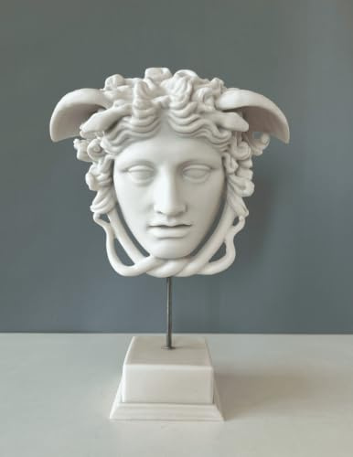 HISTONICA Medusa Gorgon byststaty, 33 cm/13 tum, grekisk mytologi, statydekor, grekisk staty (vit)