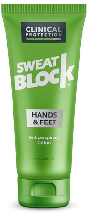 SweatBlock Antiperspirant Lotion For Hands & Feet, Proven To Reduce Excessive Sweating, Reduce Hand & Foot Sweat & Smelly Feet, Safe Effective, FDA Compliant Anti Sweat Lotion For Women & Men 50 ml