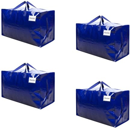 VENO 4 Pack Large Moving Boxes & Storage Bags – Oversized Packing Bags with Zippers & Handles,Heavy-Duty Laundry Bag for Moving House(Blue, 4 Pack)