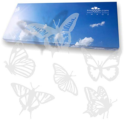 Pegatinas anticolisión para puertas de cristal (18 mariposas detalladas) – Evitan los golpes de aves o golpes de personas en las ventanas. Color arenado esmerilado translúcido