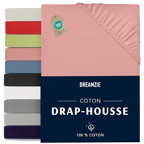 Dreamzie - Spannbettlaken 80x160cm - Baumwolle Oeko Tex Zertifiziert - Rosa - 100% Jersey Spannbetttuch 80x160