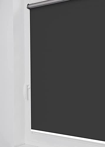 Tom'Shop® Verdunkelungsrollo Klemmfix ohne Bohren[Schwarz, 125cm x 150cm] Seitenzugrollo Thermorollo Klemmrollo mit Klemmträger Fensterrollo Super Blackout Rollo