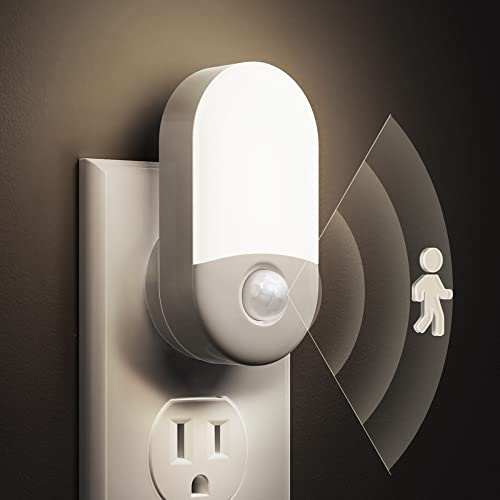 L LOHAS LED Motion Sensor Night Light, [2 Pack] Motion Activated Night Light, Daylight White, Adjustable Brightness, Motion Sensor Light Indoor Plug in for Nursery, Kids, Bedroom, Bathroom Nightlight