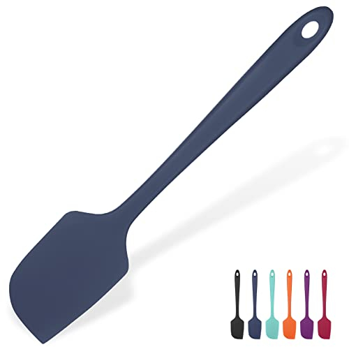 315℃ Hitzebeständiger Großer Silikon Spatel: U-Taste Antihaft Flexibler Nahtloser Teigschaber, Backen Kochen Silikon Küchenutensilien mit Nylonkern zum Mischen Rühren Schaben (29cm, Nachtblau)