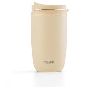 EQUA Cup - Thermobecher aus Edelstahl mit Keramikbeschichtung - Hält bis zu 4 Stunden heiß - 100% auslaufsicher & mit Silikonboden - umweltfreundlich & stylisch - 300 ml (Butter)