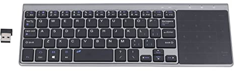 PUSOKEI Tastiera Wireless Ergonomica Slim 2.4G con Touchpad, Tastiera PC Portatile a 59 Tasti con Tastierino Numerico, Esterna per PC Laptop TV