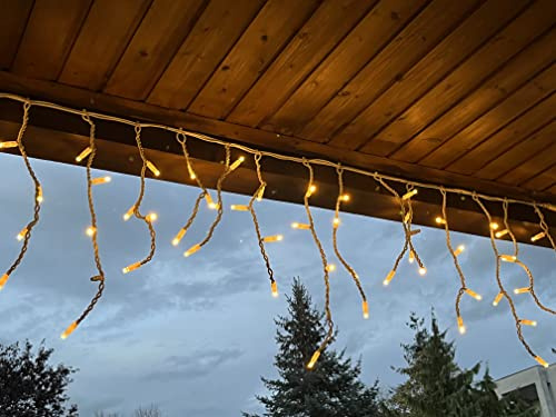 LEDZEIT - Profi Serie- Tenda luminosa esterno, icicle light, catena di prolunga senza cavo di alimentazione, 3 m x 0,5 m, bianco caldo, 2 segmenti, estensibile fino a 288m, per Natale, edifici, negozi