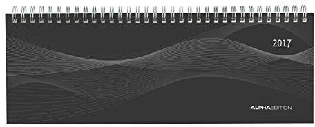 Tisch-Querkalender Profi schwarz 2024 - Büro-Planer 29,7x10,5 cm - Tisch-Kalender - 1 Woche 2 Seiten - Ringbindung - Alpha Edition