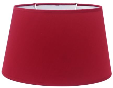 Lampenschirm Stofflampenschirm in Leinenoptik Oval für E14/E27 Fassung H 17.5 cm (rot)