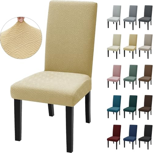 Ystyle Fundas Sillas De Comedor Pack 6, Funda Silla Moderna, Beige | Fundas Sillas Ajustables, Funda Para Sillas Elástica, Funda Para Silla, Funda Protectora Sillas, Fundas Decorativas Sillas