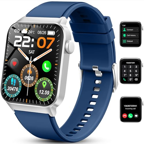 Smartwatch Herren Damen mit Telefonfunktion 1,85 Voll Touch Smart Watch Fitnessuhr mit 113 Sportmodi, Schrittzähler Schlafmonitor Pulsuhr IP68 Wasserdicht Armbanduhr Sportuhr Stoppuhr für Android iOS