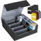 Karten Box für 3200+ Karten, Sammelkarten-Aufbewahrungsboxen mit 10 Bunt Trennwänden, 4 Schaumblöcke, Premium Magnetic Deck Boxen, PU Leder Deck Case für TCG Magic The Gathering Karten (Schwarzgrau)
