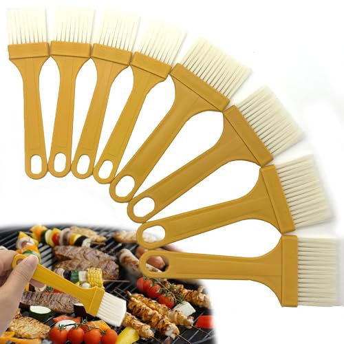 DHER 8 pcs Pennello da Cucina pennello per olio per grill pennello olio per cucinare Spazzole in nylon per spolverare, spazzole da forno, spazzole da cucina per grigliare, cuocere, pasticceria (A)